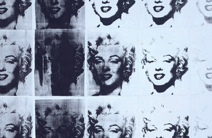 Detail, Andy Warhol, Marilyn Diptych, 1962, acrylic on canvas, 2054 x 1448 mm (Tate) © The Andy Warhol Foundation for the Visual Arts, Inc. 2015